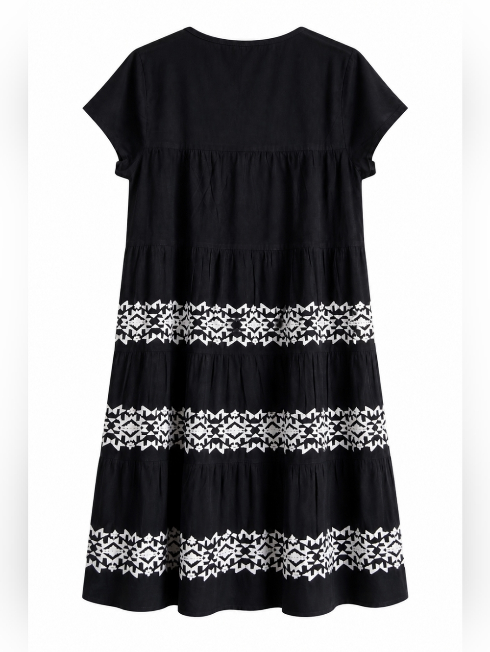 Roller Rabbit Pamela Embroidered Mini Dress Black White Cotton Resort Boho L - Picture 3 of 13